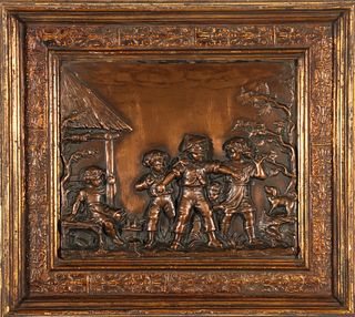 Illegibly Signed Continental Copper Relief Plaque