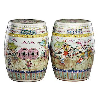 PAIR OF CHINESE PORCELAIN GARDEN SEATS