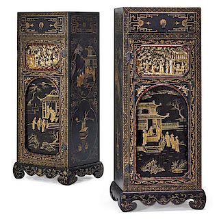 CHINESE BLACK LACQUER CABINETS