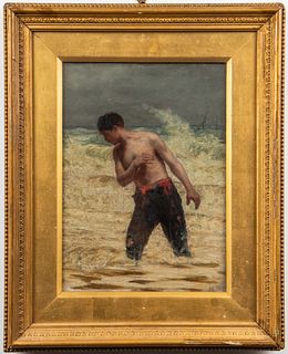 A. Harvey Moore "Shipwrecked Man" Oil on Panel