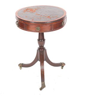 English Regency Mahogany & Leather Drum Table