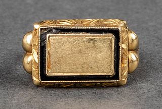 Antique 14K Yellow Gold & Onyx Signet Ring