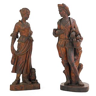 PAIR OF FLEMISH WOOD-CARVED FIGURES