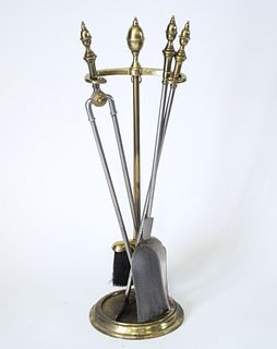 Regency Manner Brass Fireplace Tool Set