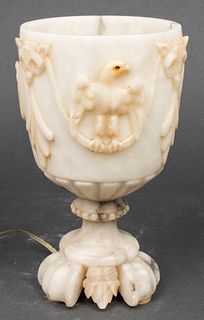 Neoclassical Manner Carved Alabaster Lamp