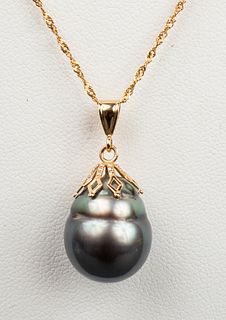 14K Yellow Gold Tahitian Baroque Pearl Necklace