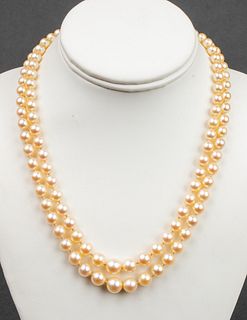 Mid-Century Dual Strand Pearl & Sapphire Necklace