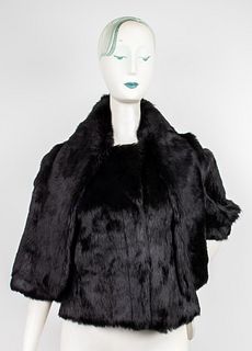Theory Black Rabbit Fur Coat