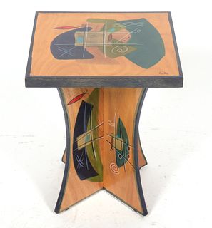 Reut Shahar Hand-Painted Wood Side Table