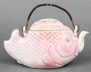 Japanese Painted Porcelain Tai Fish Teapot