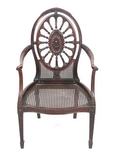 Adam Style George III Radial & Caned Hall Chair