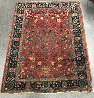 Signed Persian Floral Rug, 6' 1" x 4' 7.5"