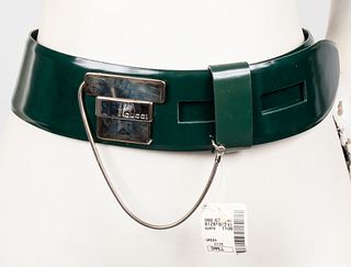 Gucci Patent Leather Chain Lock Belt