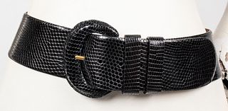 Donna Karan Patent Lizard Leather Belt