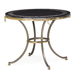 NEOCLASSICAL STEEL AND BRASS CENTERTABLE