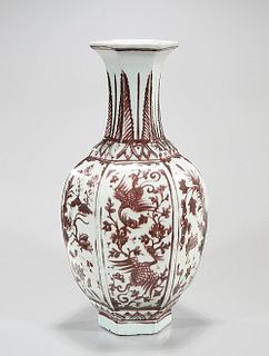 Chinese Glazed Porcelain Hexagonal Vase