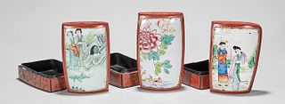 Group of Three Chinese Enamel and Lacquer Covered Boxes