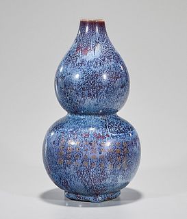 Chinese Blue Glazed Porcelain Double Gourd Vase