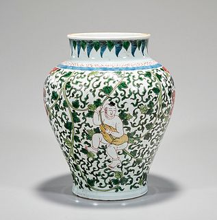 Chinese Red and Green Glazed Porcelain Vase