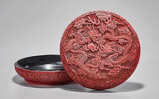 Chinese Cinnabar-Like Circular Covered Box