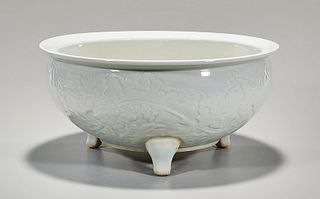 Chinese White Glazed Porcelain Tripod Censer