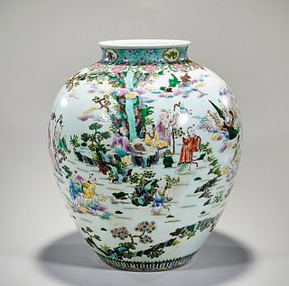 Large Chinese Enameled Porcelain Jar