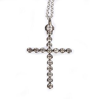 Diamond & 14k white gold cross pendant