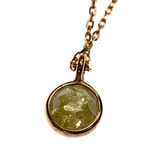 Rose-cut diamond and 18k gold pendant with chain