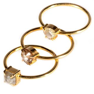 Trio of diamond, 18k gold stackable rings