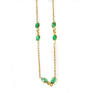 Emerald and 18k gold necklace