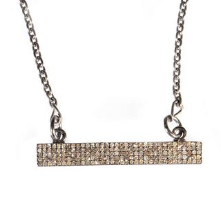 Diamond and blackened silver bar necklace