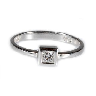 Diamond and 14k white gold solitaire ring