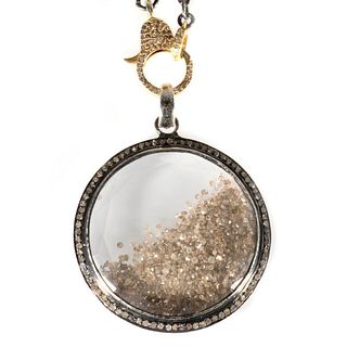 Diamond & blackened silver shaker pendant with chain