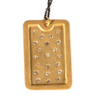 Diamond and vermeil silver dog tag pendant with chain