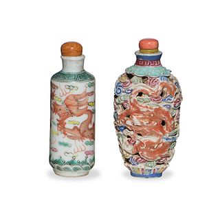 Lot of 2 Chinese Porcelain Snuff Bottles, 19th Century