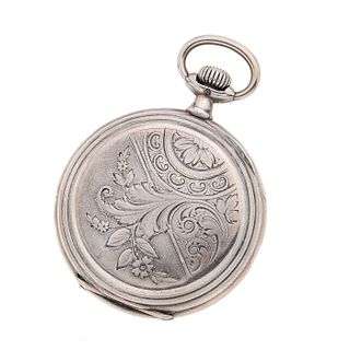 Reloj de bolsillo Longines Grand Prix paris 1889 en plata .800. Movimiento manual. Caja circular en plata .800 con relieves fito...