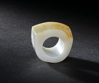 Chinese White Jade Archer's Ring, 18th Century