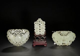 Three Chinese Jade Plaques, 18-19th Century