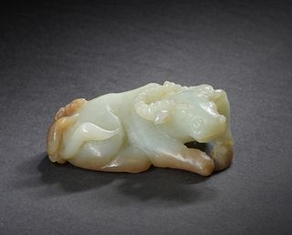 Chinese Carved Jade Ox-Form Toggle, 18-19th Century