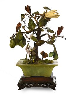 Chinese Jade and Amber Planter, Early-19th Century