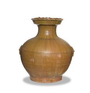 Chinese Large Green Glazed Hu Vase, Han