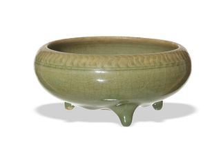 Chinese Longquan Celadon Censer, Yuan or Ming