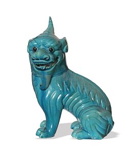 Chinese Blue Porcelain Xiezhi Statue, 18-19th Century
