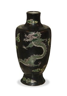 Chinese Black Sancai Dragon Vase, Kangxi