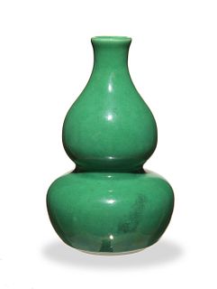 Chinese Green Glazed Gourd Vase, 19th Century