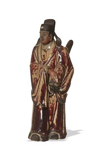 Chinese Glazed Pottery Figure of a Scholar, Republic