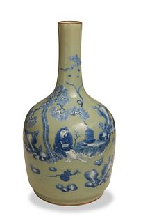 Chinese Celadon Ground with White Glaze Vase, 19th Century