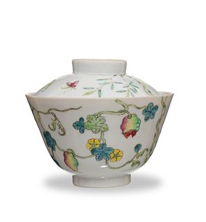 Imperial Chinese Famille Rose Covered Bowl, Guangxu