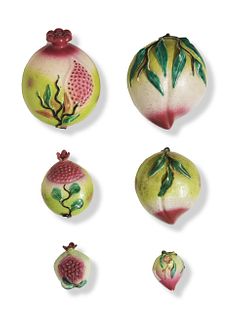 6 Chinese Famille Rose Porcelain Fruits, 19th Century