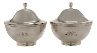 Pair of Tiffany Sterling Covered Bowls